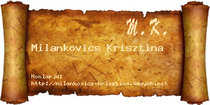 Milankovics Krisztina névjegykártya